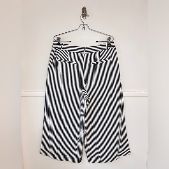 Ann Taylor Loft Navy & White Stripe Linen Cotton Blend Wide Leg Crop Pant NWT - Picture 5 of 9